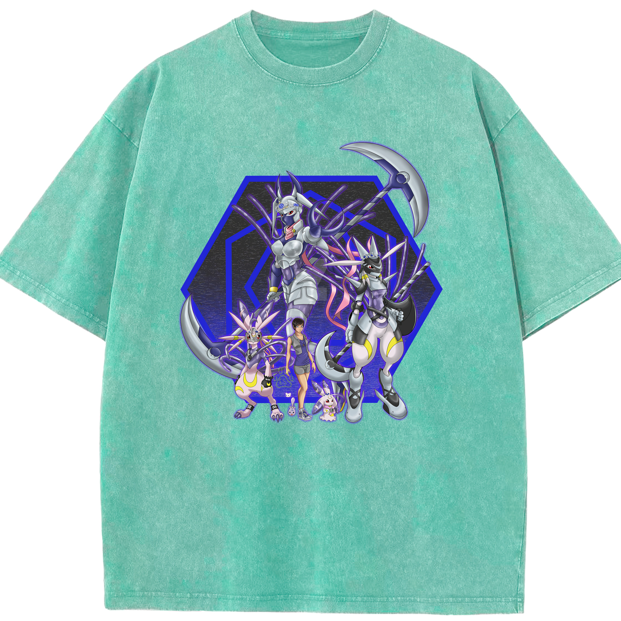 （画像用） Digimon デジタルモンスター/デジモン 綿100% ヴィンテージ風 半袖Tシャツ（フロントプリント）
